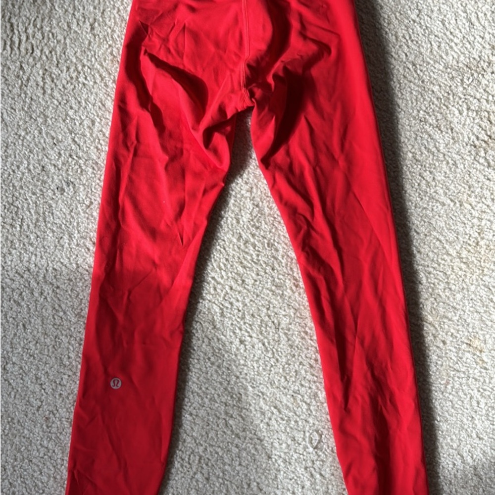 Lululemon red leggings from wunder train collection